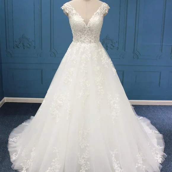 Darius Cordell WT4557 - v-neck soft lace a-line wedding gown